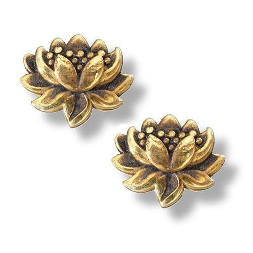 Small Detailed Lotus Earrings in Gold Plated Sterling Silver, #6763-yg