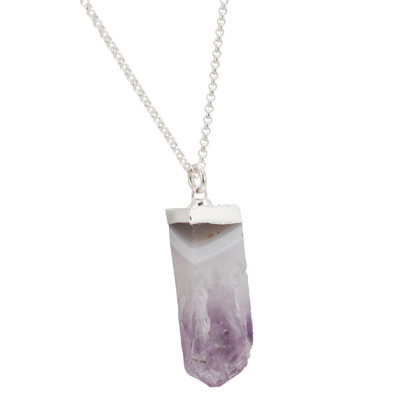 Amethyst Gemstone Necklace on a 20 Inch Rolo Chain, #6318-ss