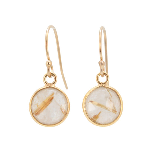 Small Round Gemstone Earrings in Gold, #6341-yg