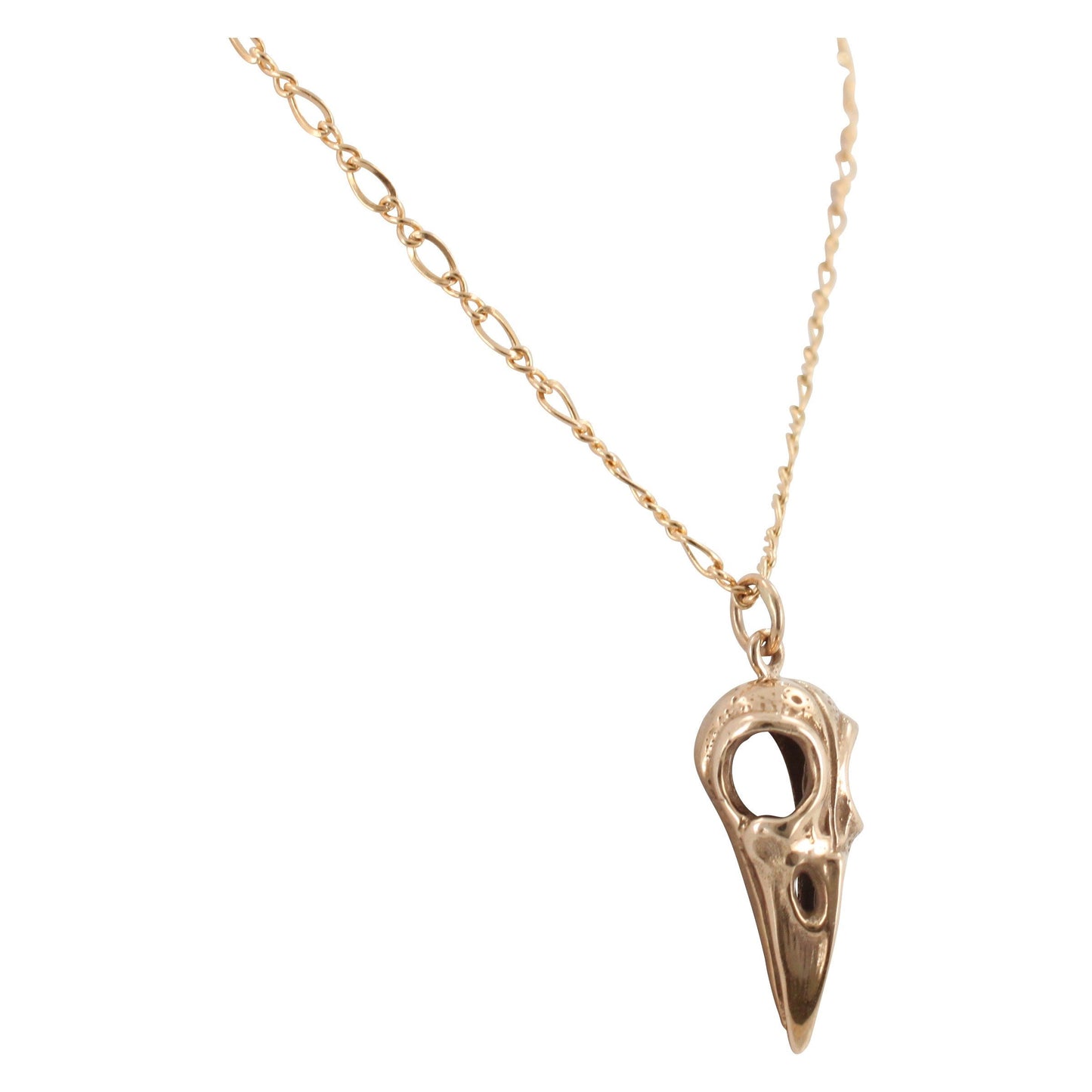 Bronze Bird Skull Necklace on 24" Chain, #6394-brz