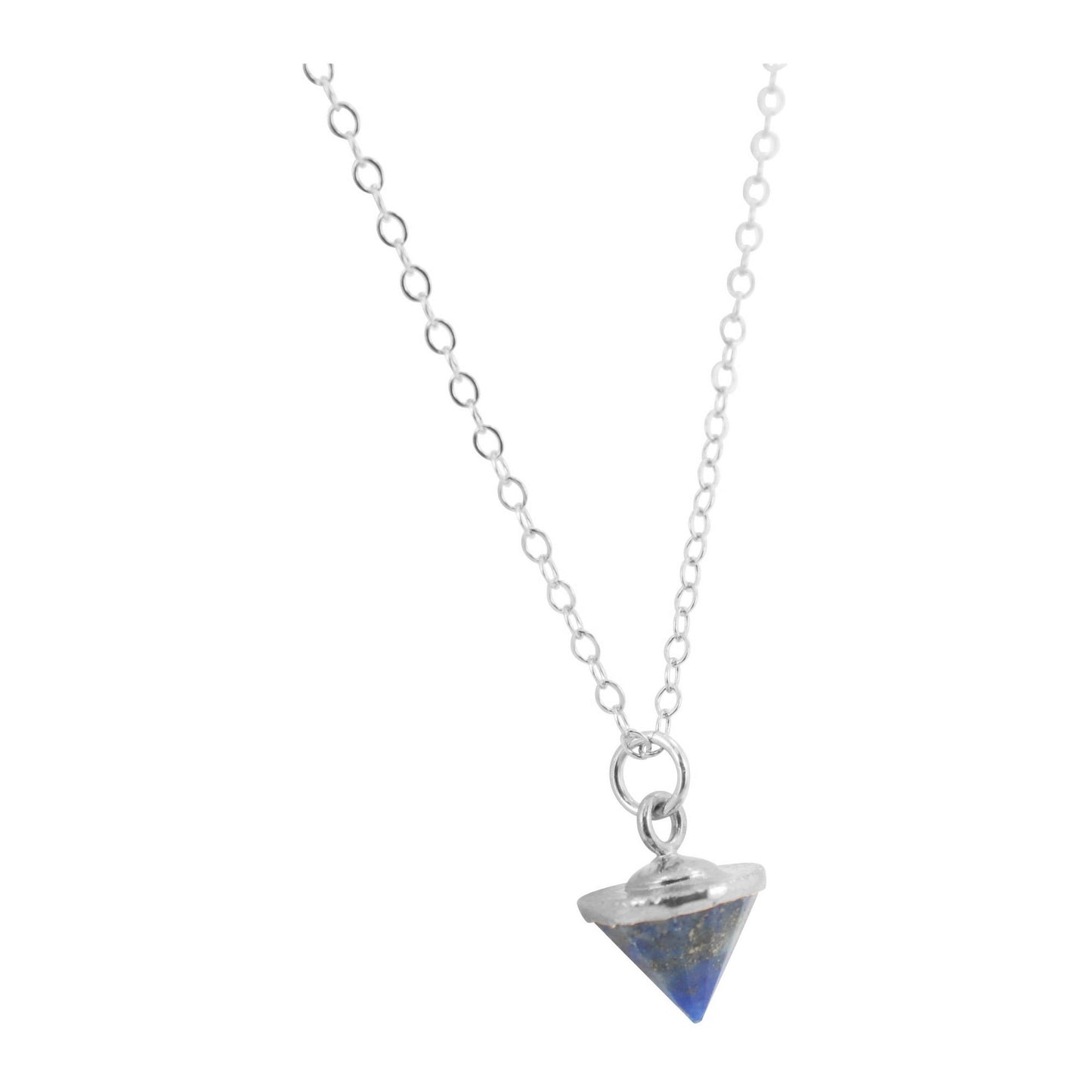 Silver Gemstone Spike Necklace in Stone Choice, #6451-ss