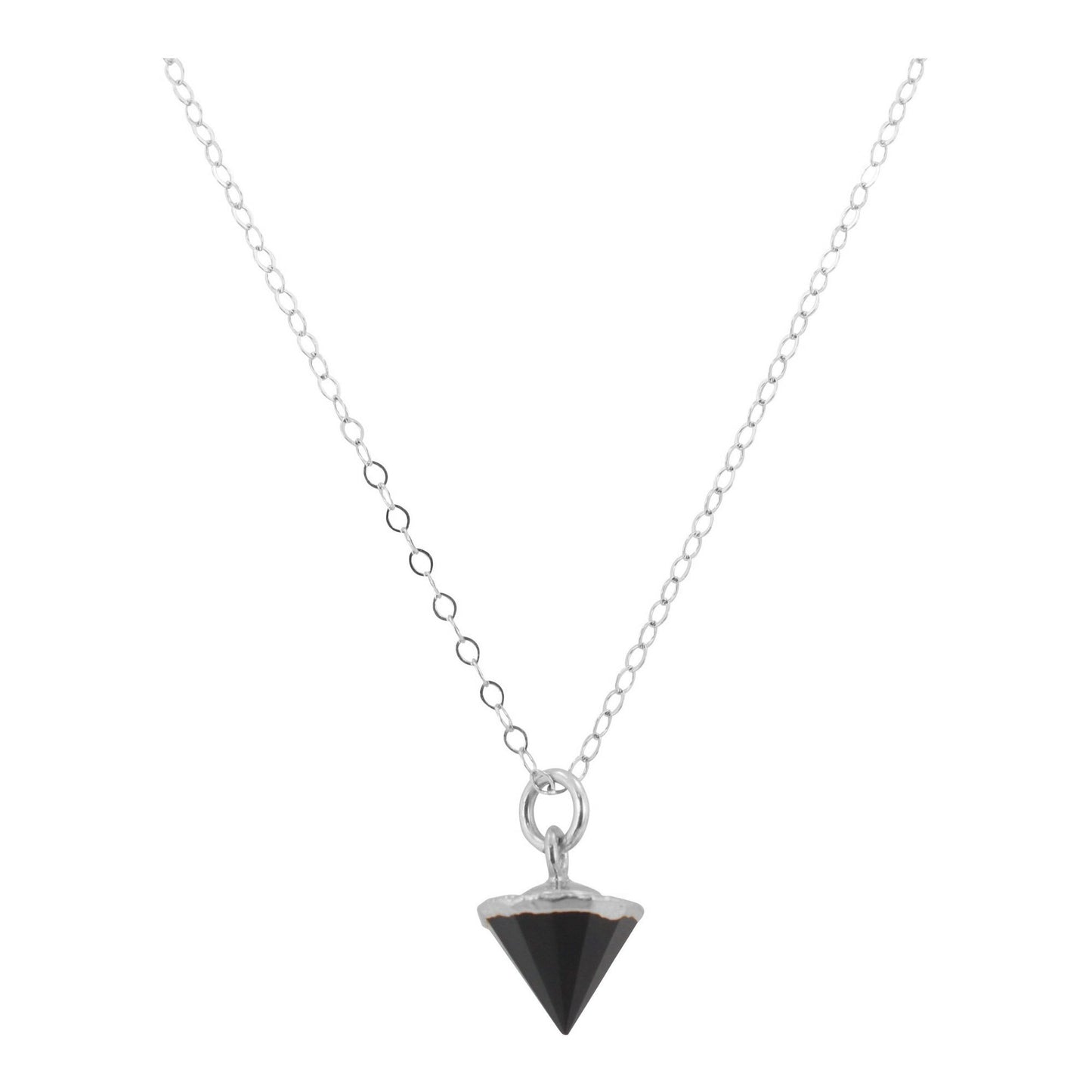 Silver Gemstone Spike Necklace in Stone Choice, #6451-ss