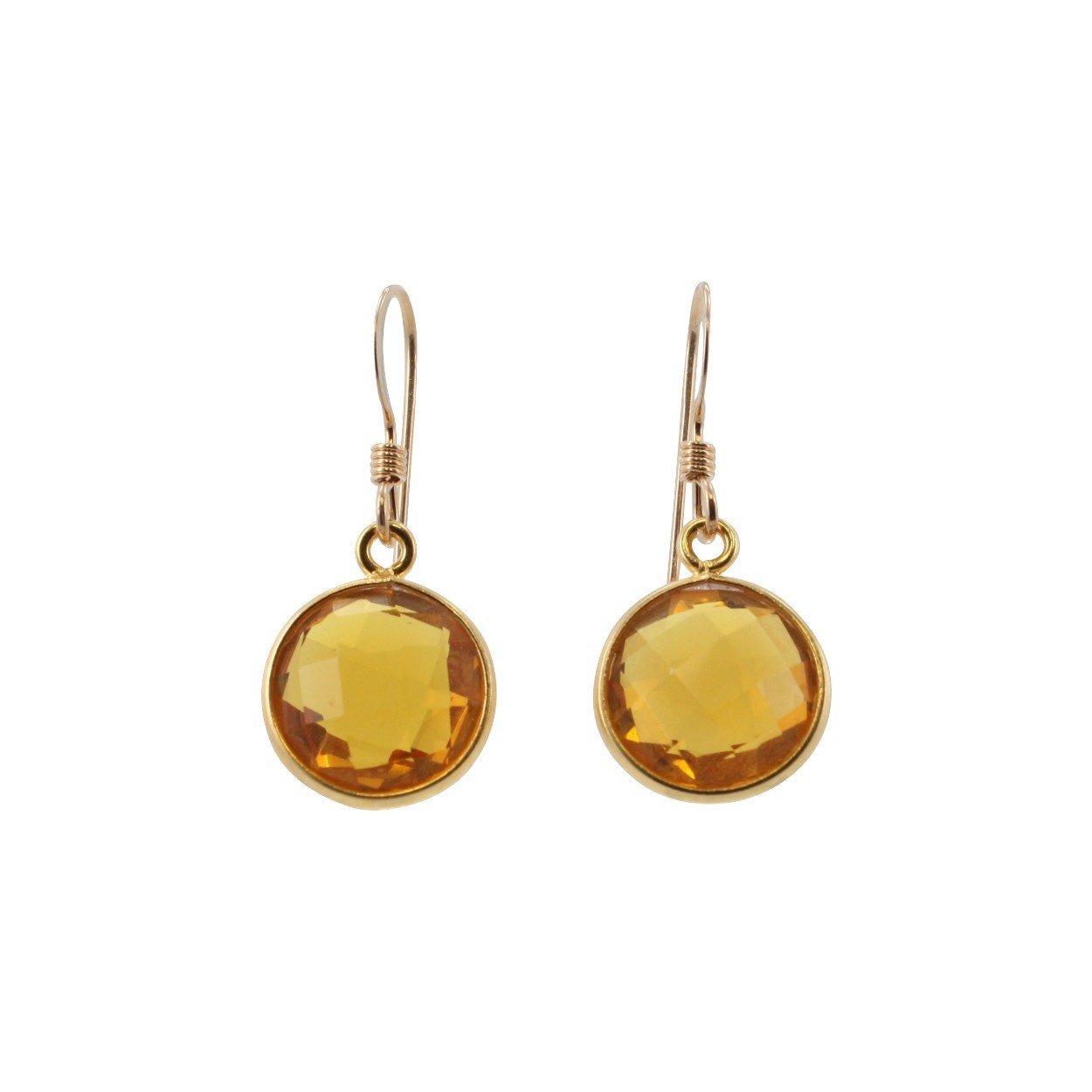 Round Gemstone Dangle Earrings in Gold, Choose Your Color, #6367-yg