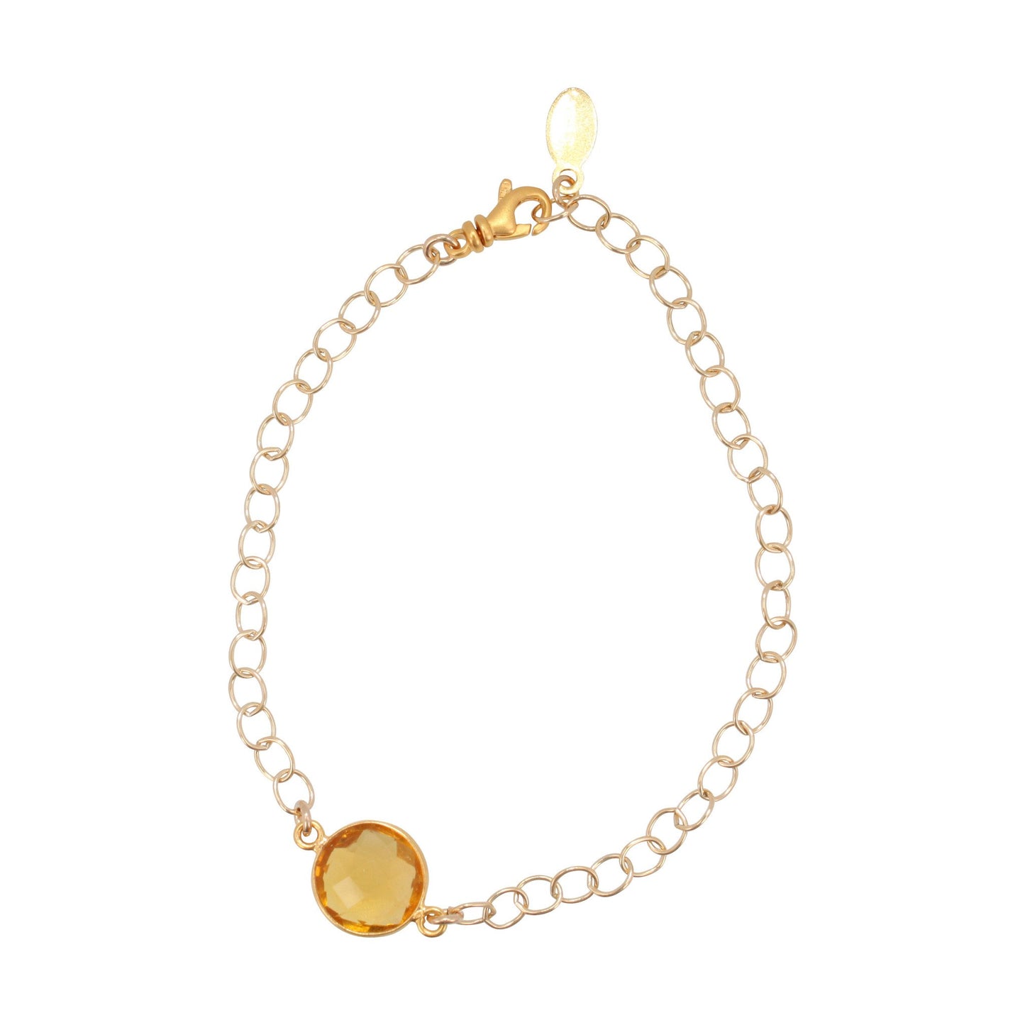 Round Gemstone Bracelet in Gold Plated Silver, Choose Your Color, #6368-yg