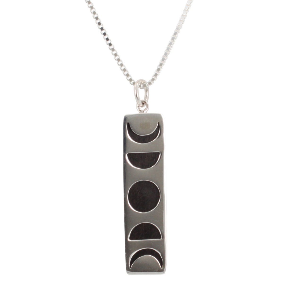 New Moon Phase Necklace with Wood, #6358-ss