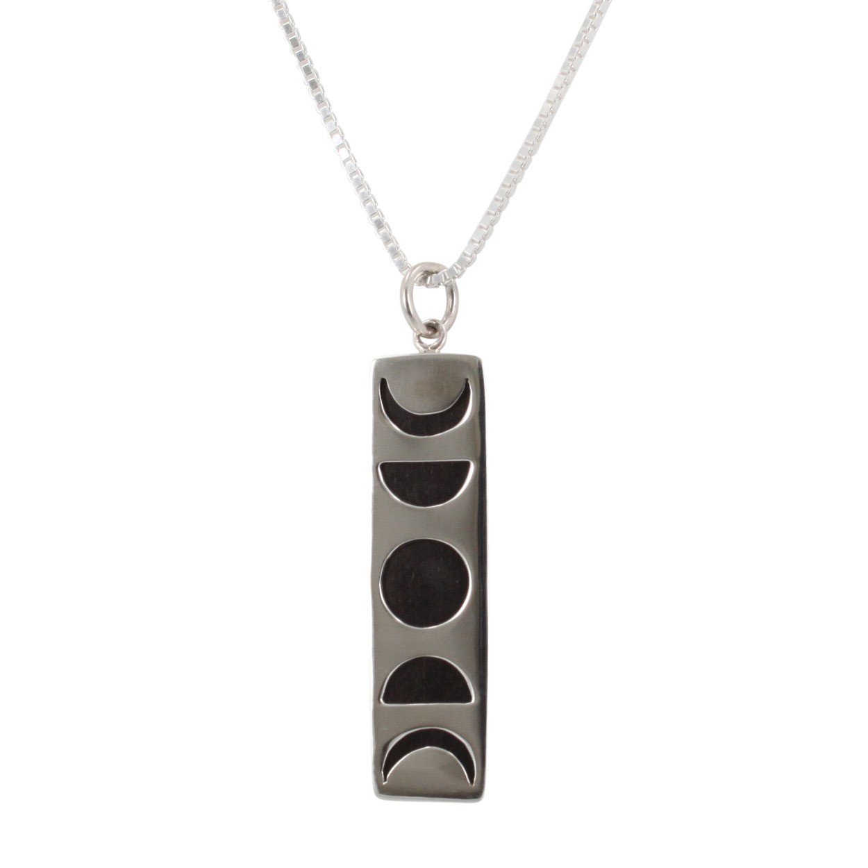 New Moon Phase Necklace with Wood, #6358-ss