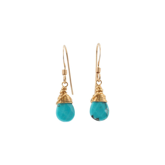 Throat Chakra - Turquoise Gemstone Earrings in Gold, #7122-yg