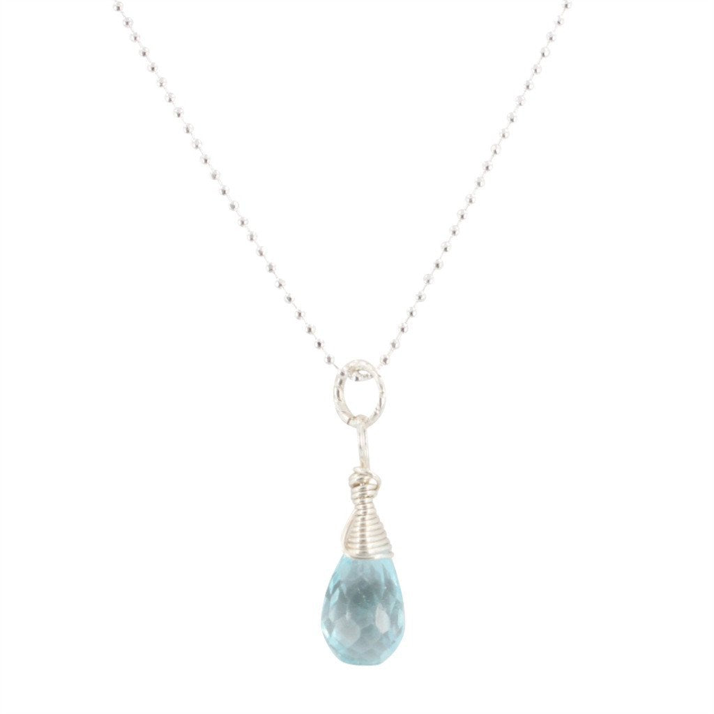 Throat Chakra - Blue Topaz Briolette Necklace, #6590-ss