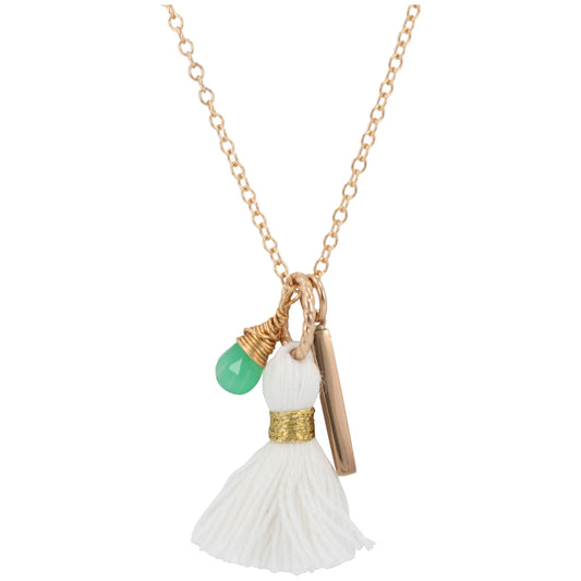 Tassel, Bar, and Chrysoprase Necklace, #6199-yg