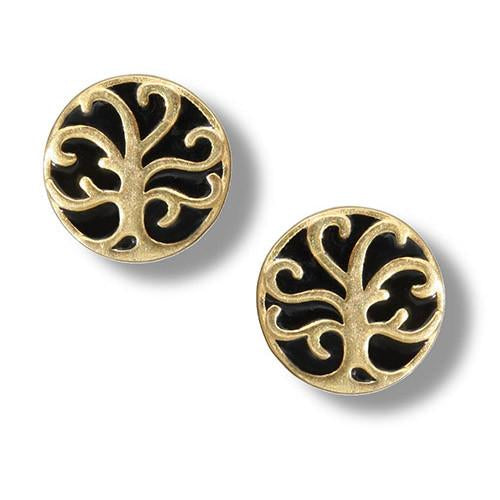 14k Gold Plated Sterling Silver Tiny Round Tree of Life Earrings, #6761-yg