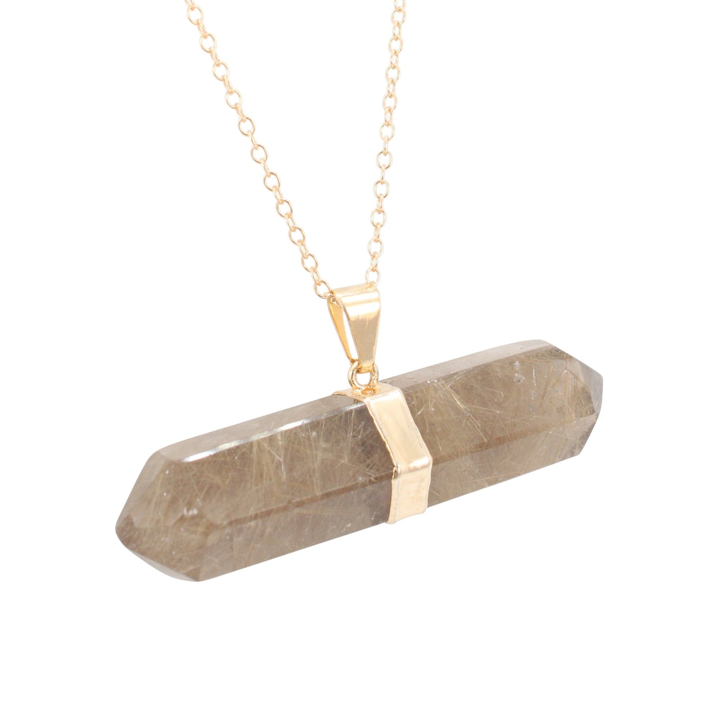 Rutilated Quartz Gemstone Necklace, #6320-yg