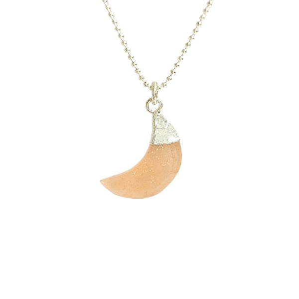 Now in 18" or 20"!  Crescent Moon Gemstone Necklace in Sterling Silver, 12 Stone Choice, #6101-ss