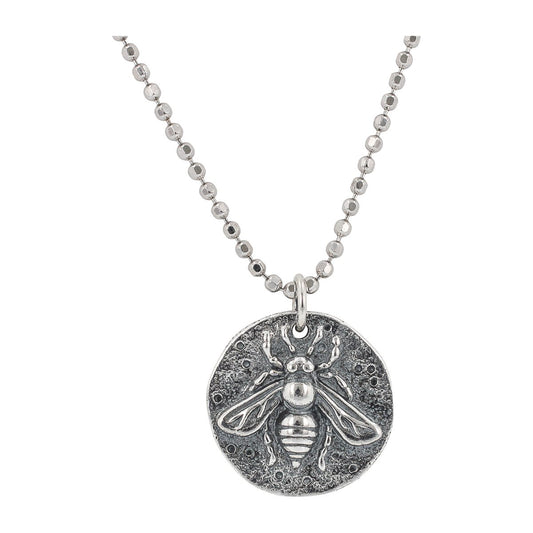 Bee Coin Necklace in Sterling Silver, #6205-ss