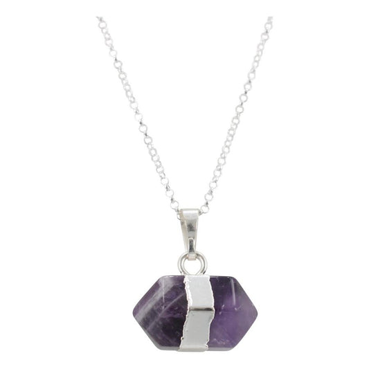 Amethyst Double Point Necklace on 20 Inch Chain, #6351-ss