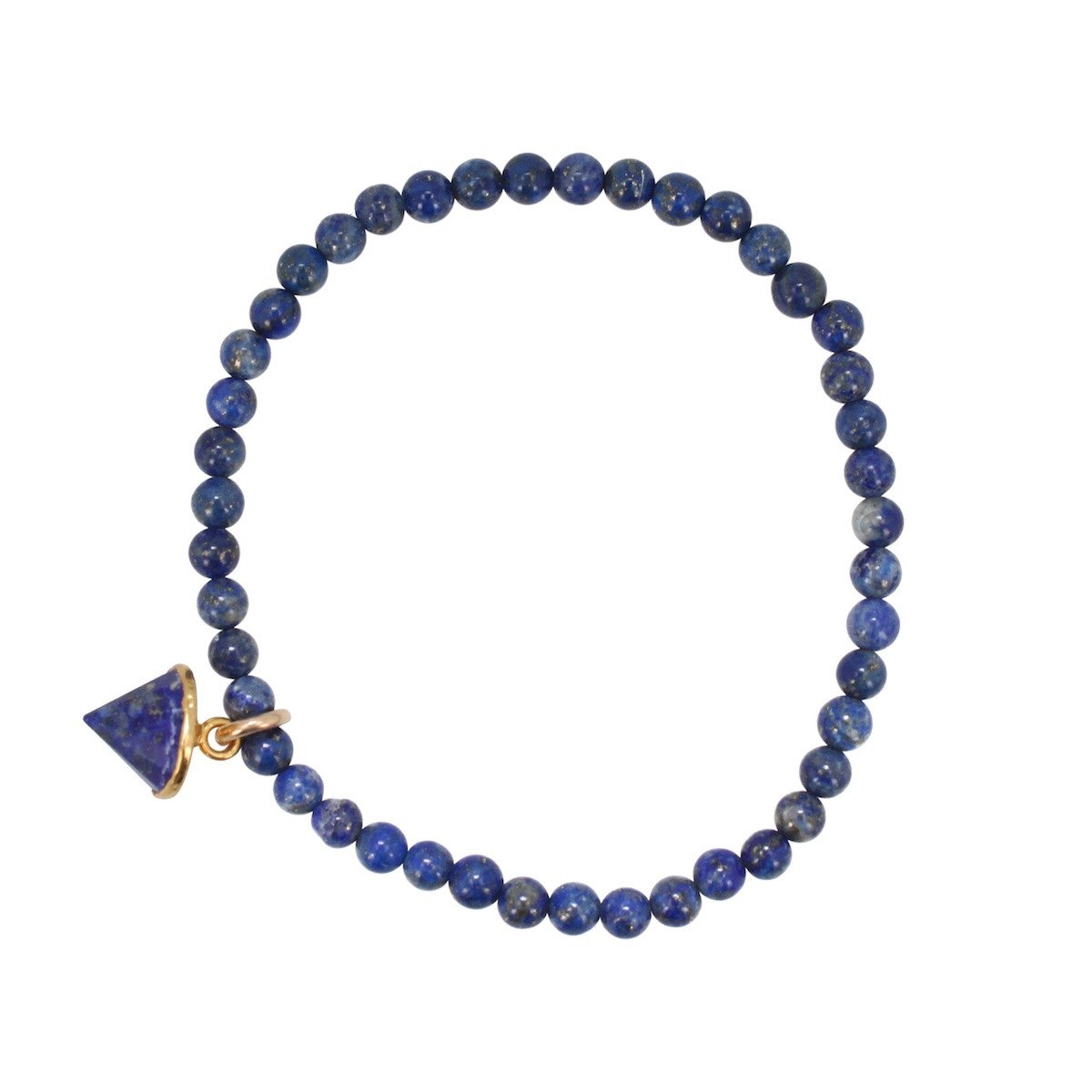 4mm Lapis Bead Stretch Energy Bracelet with Lapis Charm, #6469