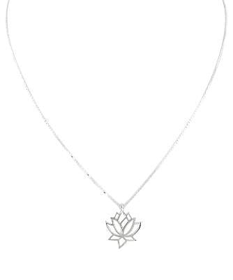 Open Design Lotus Flower Necklace, #8452-ss