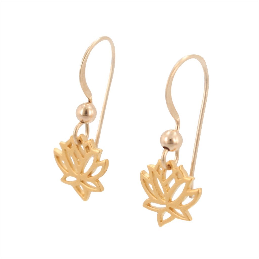 Open Design Small Lotus Dangle Earrings in Gold, #7080-yg