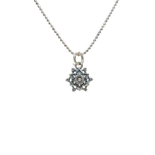 Petite Lotus Mandala Necklace in Sterling Silver, #6116