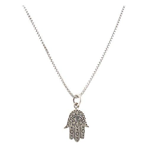 Hamsa Hand and Evil Eye Necklace in Sterling Silver, #6415-ss