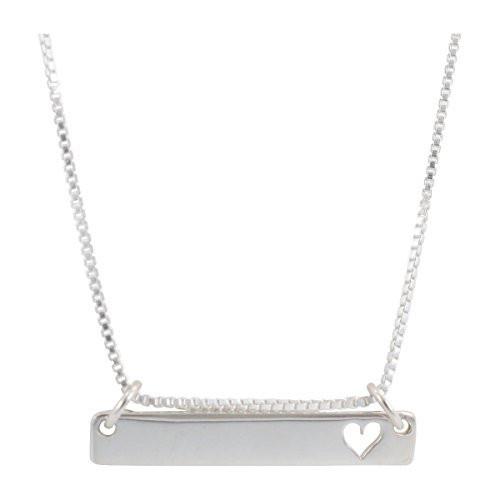 Bar Necklace With Heart Cutout in Sterling Silver, #6238-ss