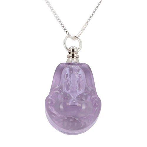 Glass Buddha Essential Oil Diffuser Necklace, #6380