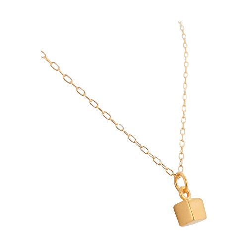 Tiny Cube Necklace in 24kt Gold Plated Sterling Silver On a 16" Gold fill Cable Chain, #6401