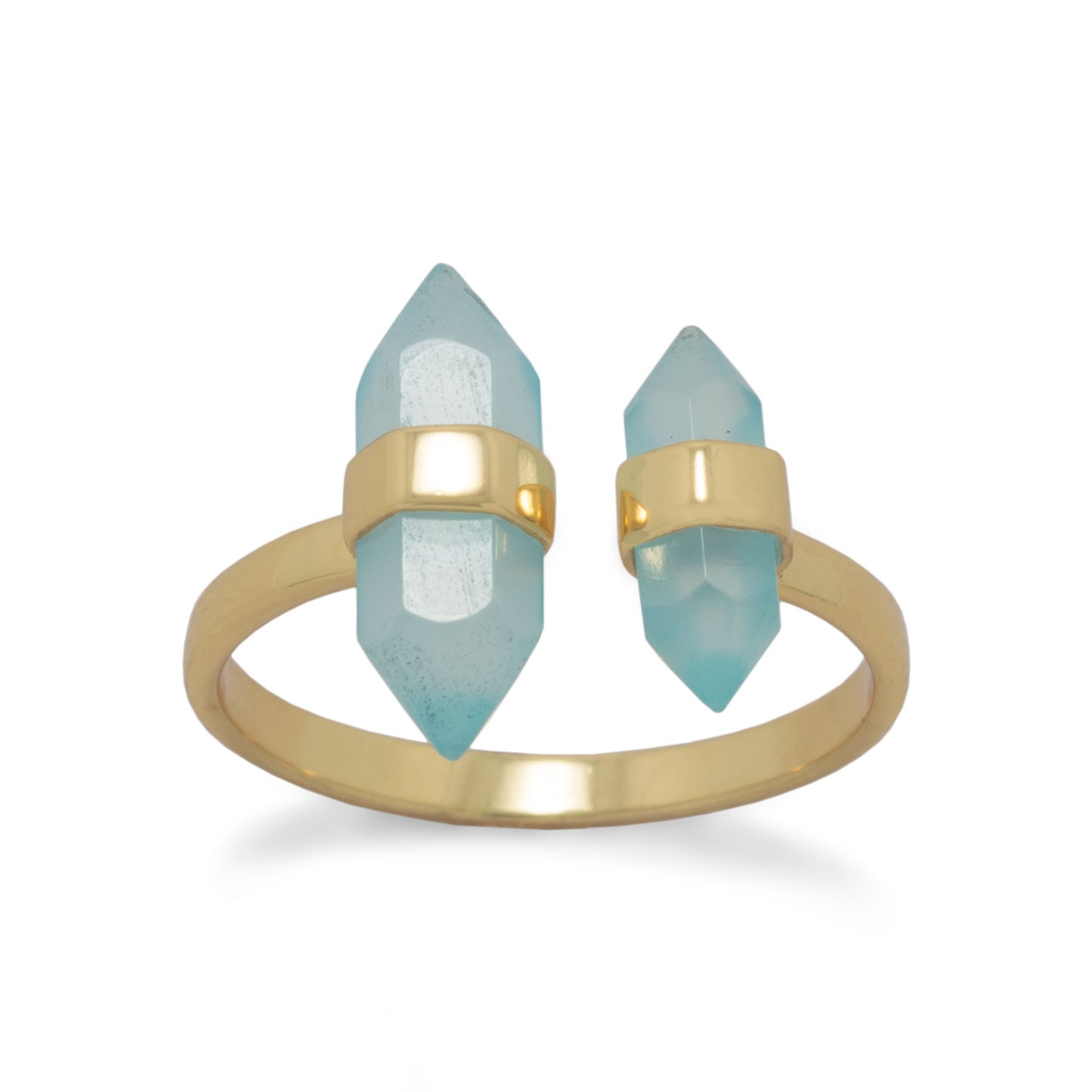 Gold Aqua Chalcedony Point Split Ring, #6167-yg