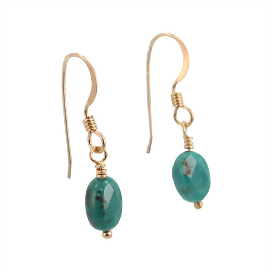 Throat Chakra - Turquoise Gemstone Drop Earrings, #6538-yg