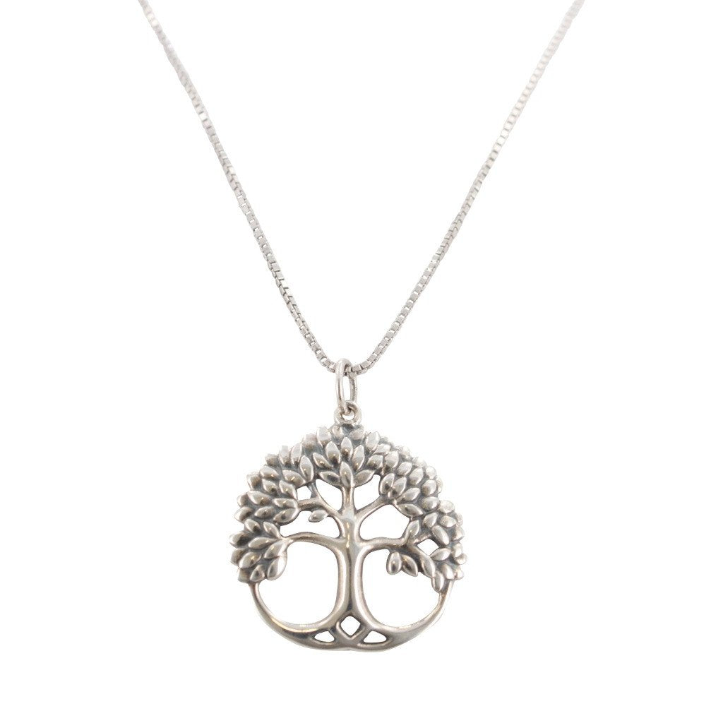 Tree of Life Necklace in Sterling Silver on 20" Rhodium Plated Sterling Silver Box Chain, #6571S