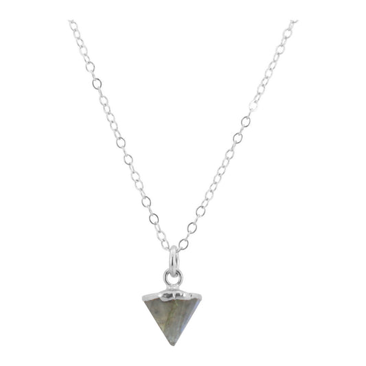 Silver Gemstone Spike Necklace in Stone Choice, #6451-ss