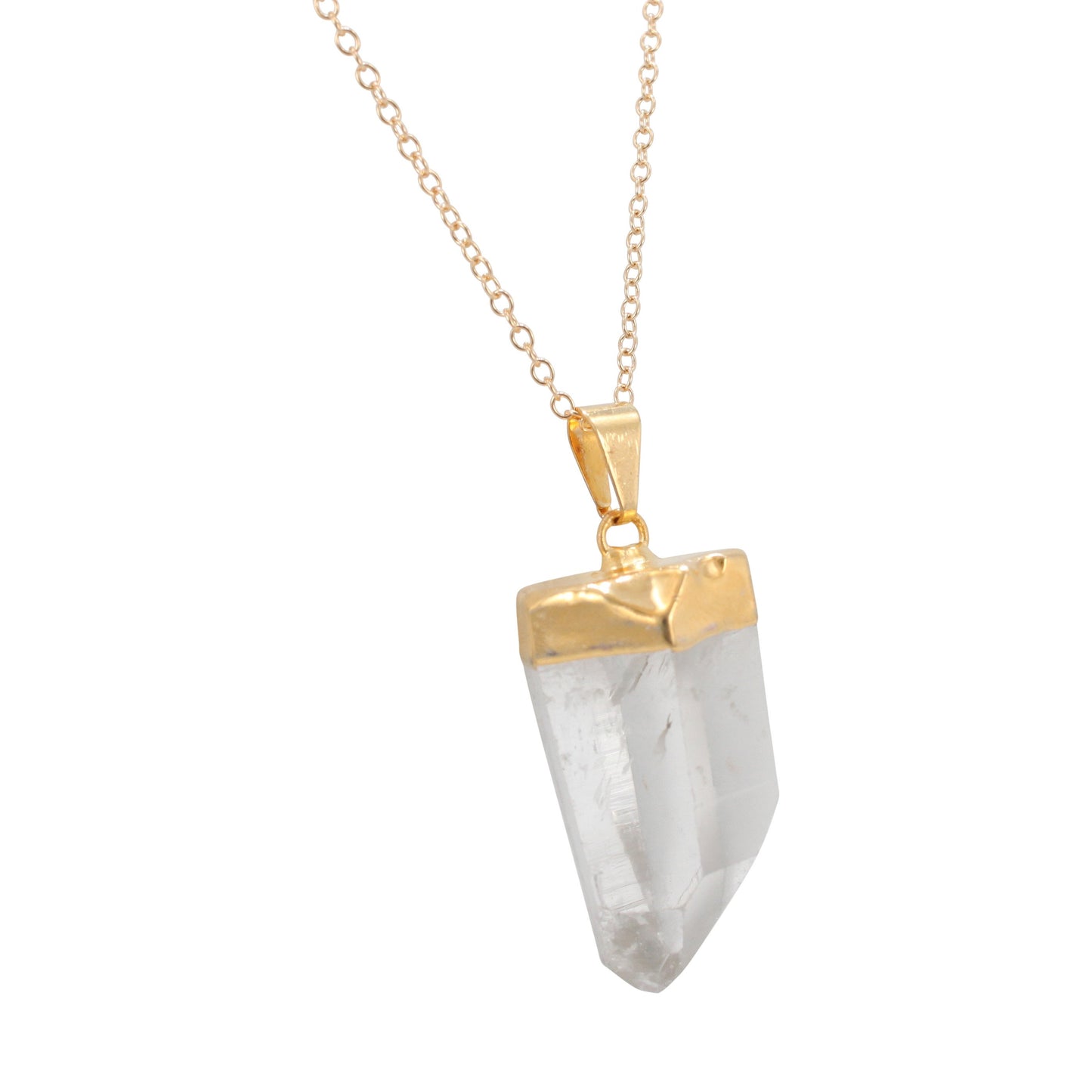 Clear Quartz Gemstone Necklace on a 20" Chain, #6303-yg