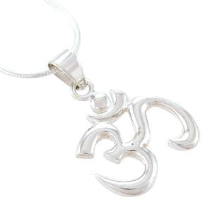 Calligraphy Style Om (Aum) Necklace in Sterling Silver, #8455-ss