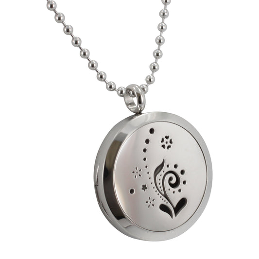 Flower Aromatherapy Essential Oil Diffuser Locket Necklace or Car Air Freshener in Stainless Steel, #6130