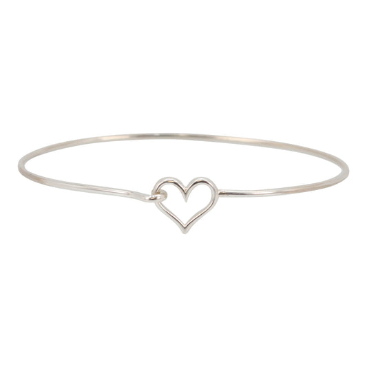 Sterling Silver Bangle Bracelet with Heart, #6496-ss