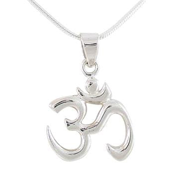 Calligraphy Style Om (Aum) Necklace in Sterling Silver, #8455-ss