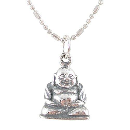 Small Sitting Laughing Buddha Pendant in Sterling Silver, #8285-ss