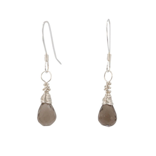 Smoky Quartz Gemstone Earrings in Gold or Silver, #6431