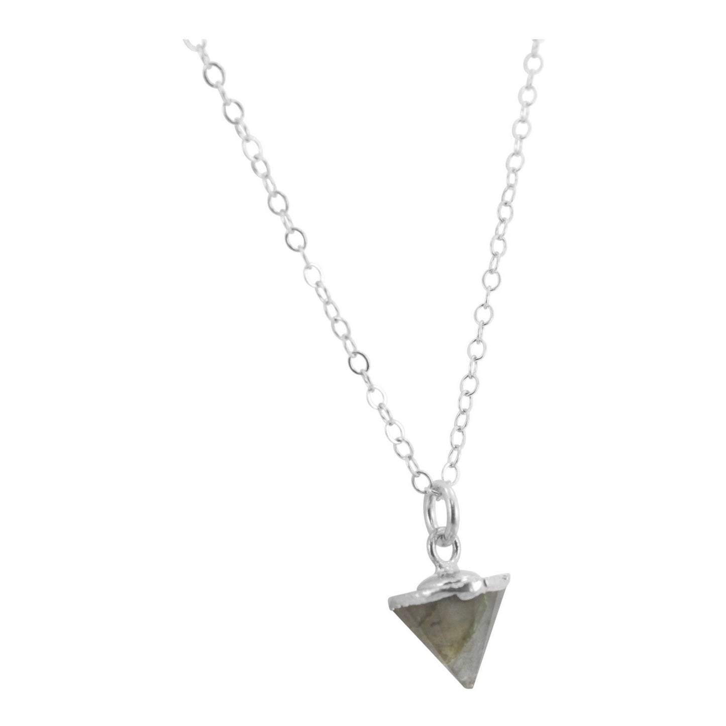 Silver Gemstone Spike Necklace in Stone Choice, #6451-ss