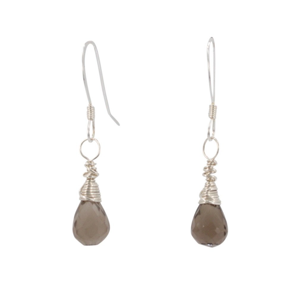 Smoky Quartz Gemstone Earrings in Gold or Silver, #6431