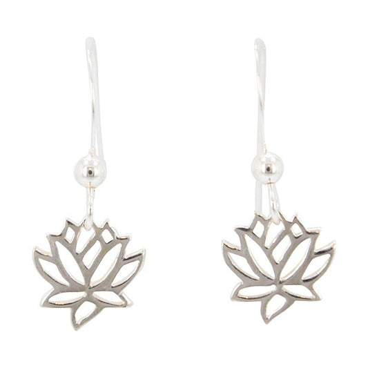 Open Design Small Lotus Dangle Earrings in Sterling Silver, #7080-ss