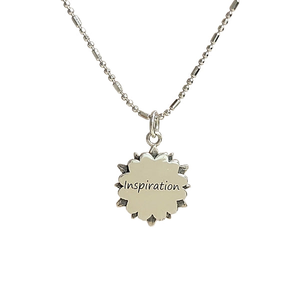 Inspiration Mandala Affirmation Double Sided Necklace in Sterling Silver, #6112