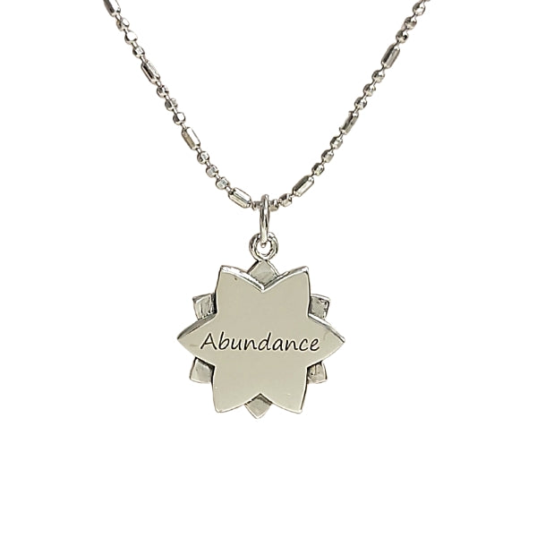 Abundance Mandala Affirmation Double Sided Necklace in Sterling Silver, #6112