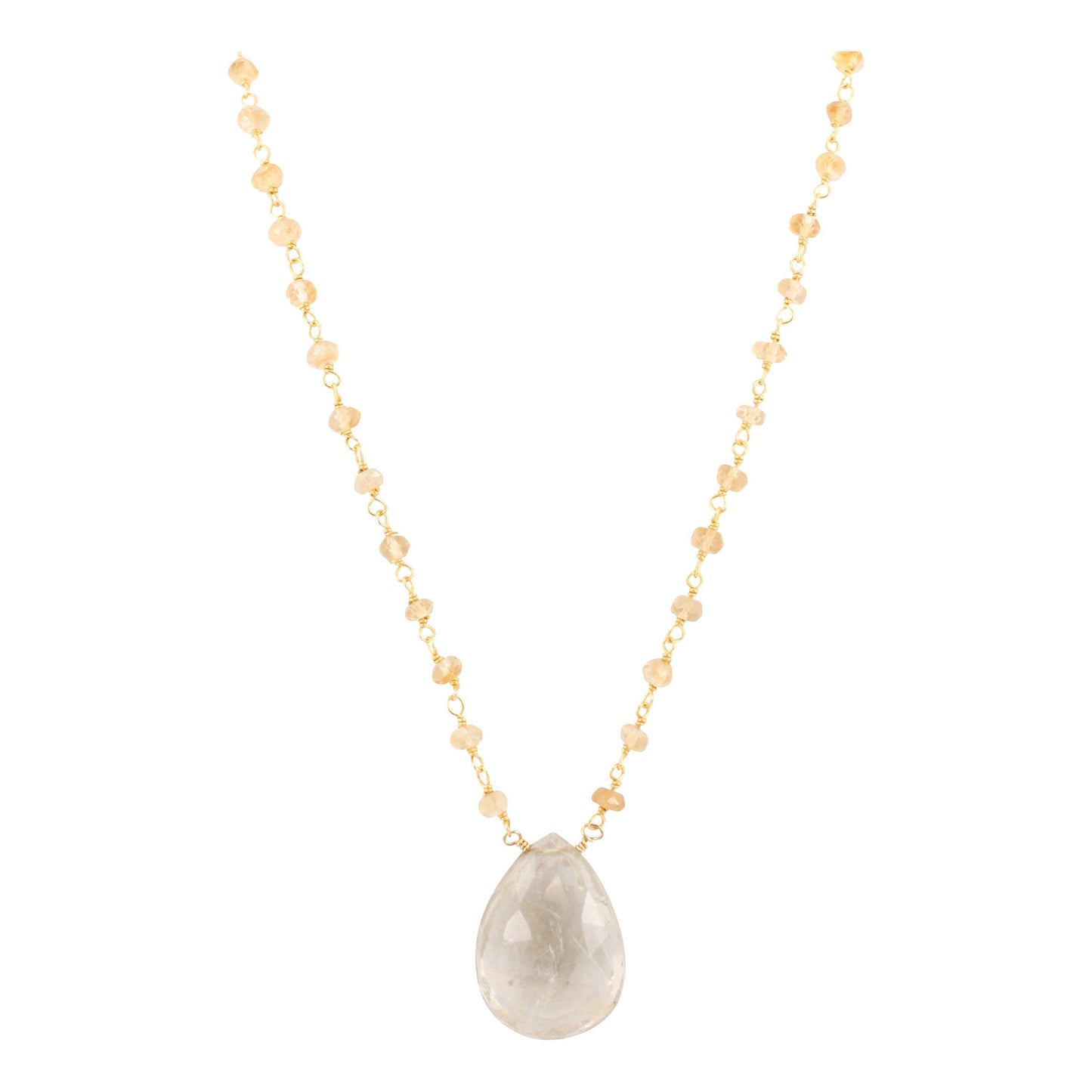 Rutilated Quartz and Citrine Gemstone Necklace, #6422-yg