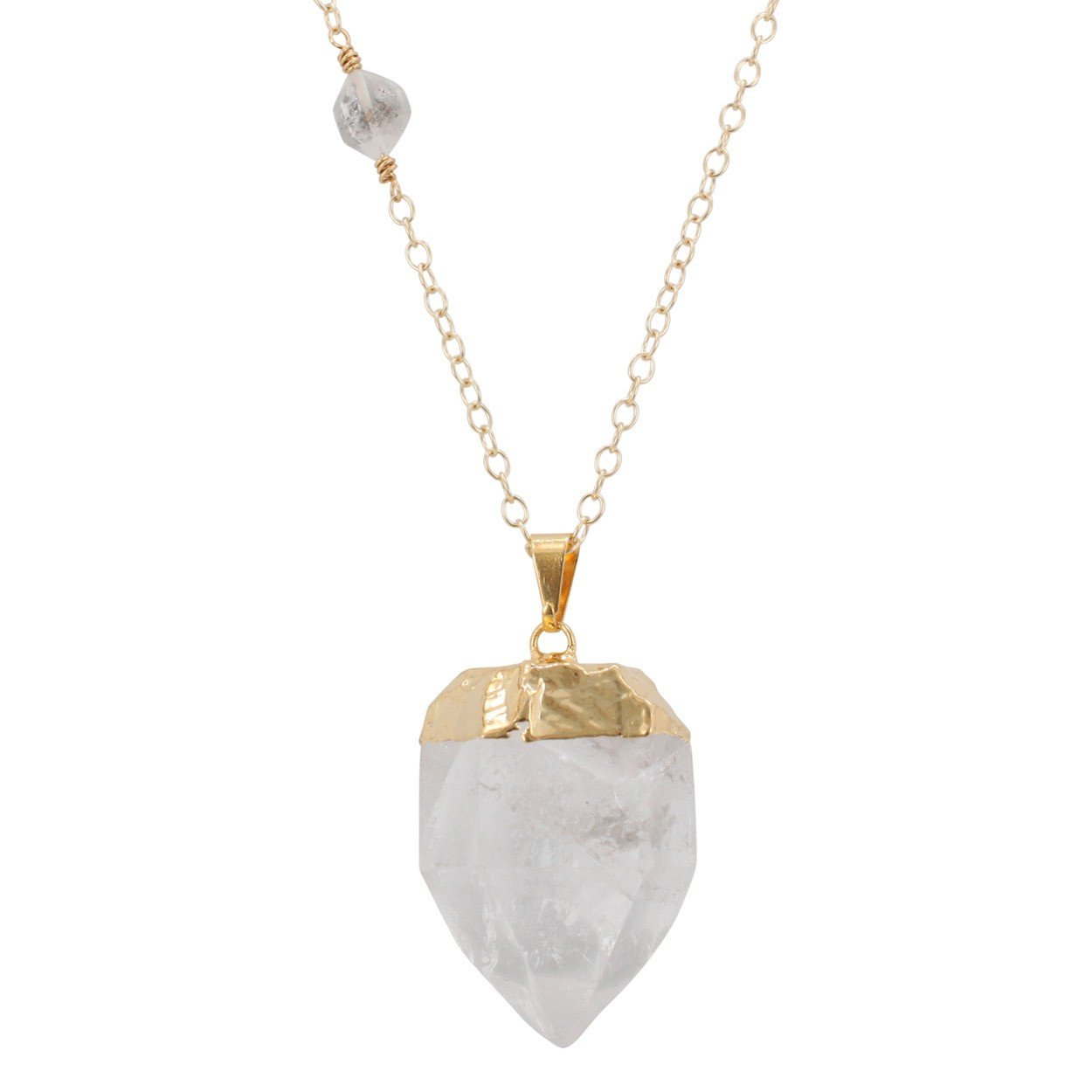 Clear Quartz Necklace with Herkimer Diamond on a 28" Chain, #6304-yg