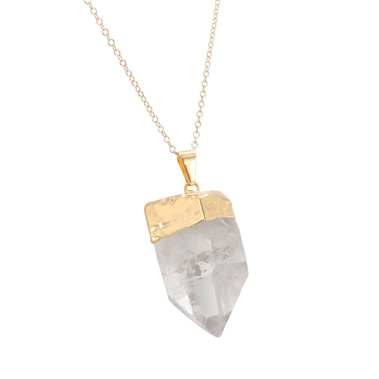 Large Clear Quartz Gemstone Necklace, #6350-yg