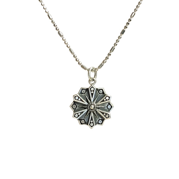 Courage Mandala Affirmation Double Sided Necklace in Sterling Silver, #6112