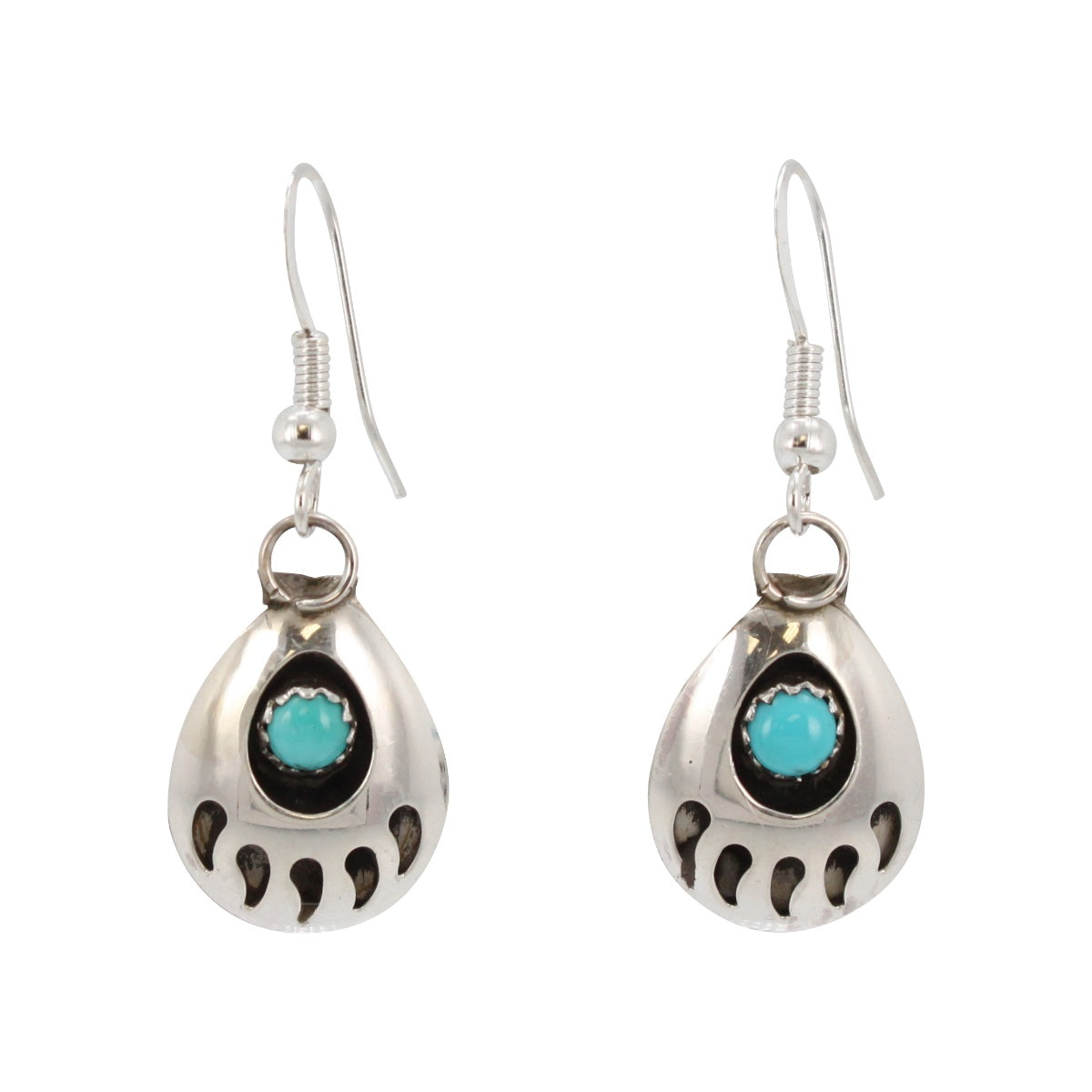 Turquoise Bear Paw Dangle Earrings, #2367