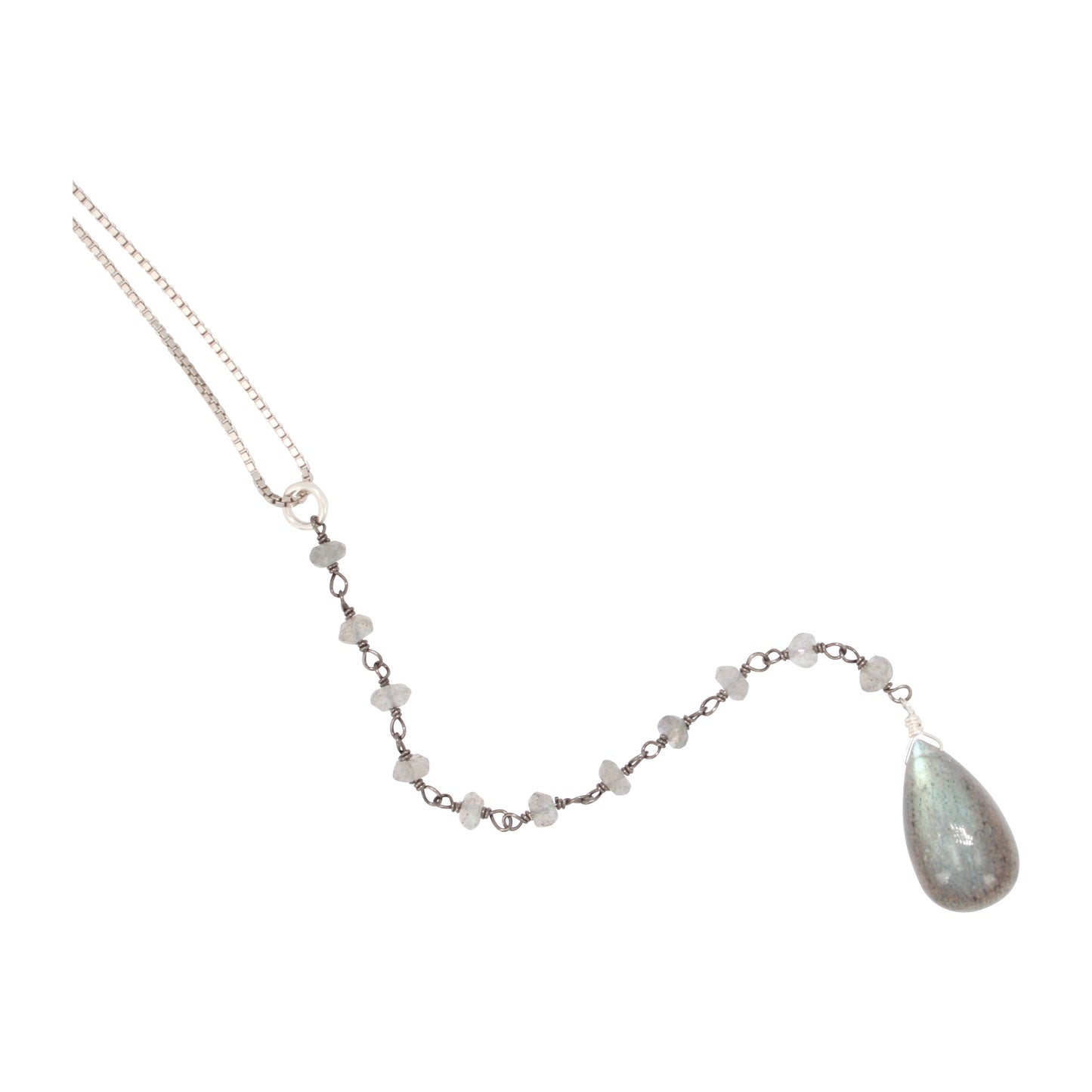 Labradorite Lariat Gemstone Necklace, #6450-ss