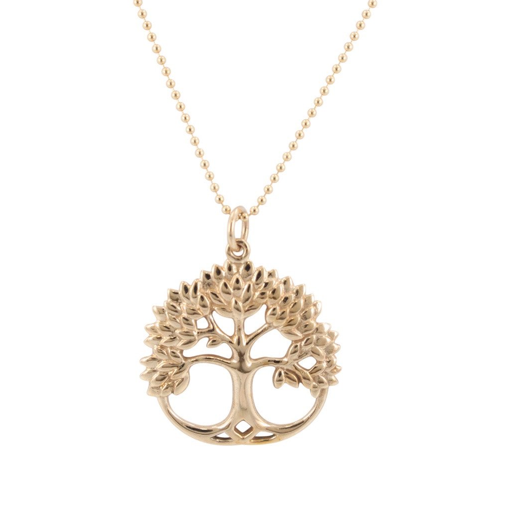 Tree of Life Necklace in Golden Bronze on 18" Gold Filled Bead Chain, #6571S