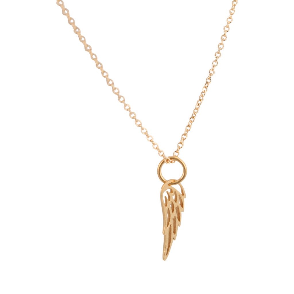 Detailed Mini Gold Angel Wing Necklace, #6567-yg